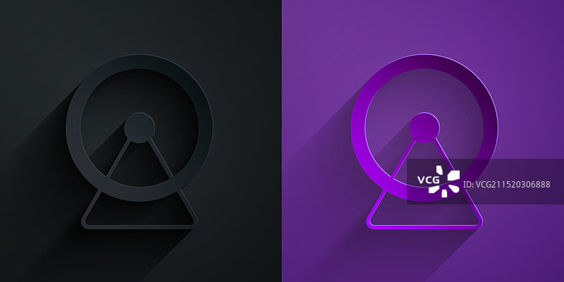 黑色背景上的剪纸仓鼠轮图标图片素材