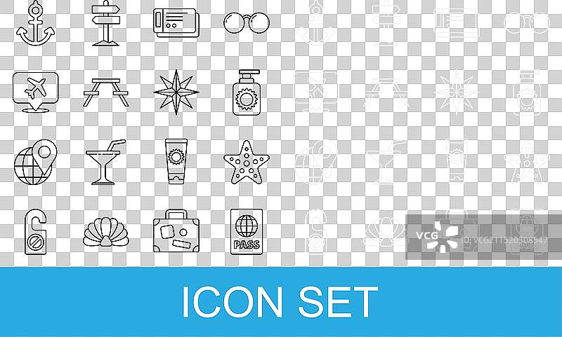 护照海星防晒喷雾线条图标图片素材