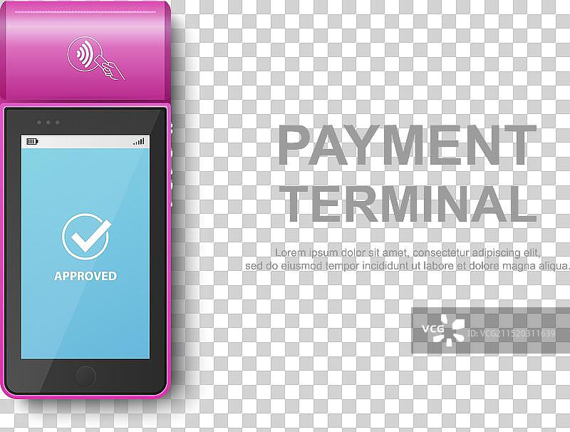 带批准的粉色NFC支付机3D模型图片素材