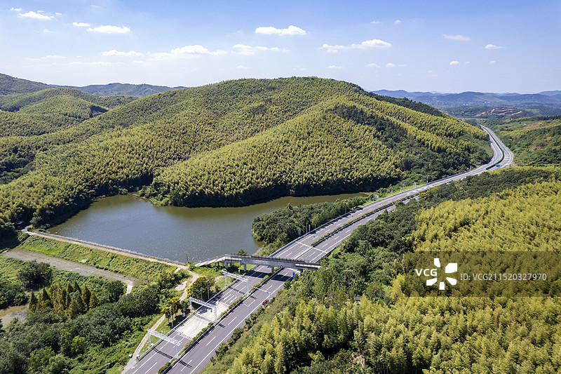 航拍南京市江宁区石塘竹海景区自然风光图片素材