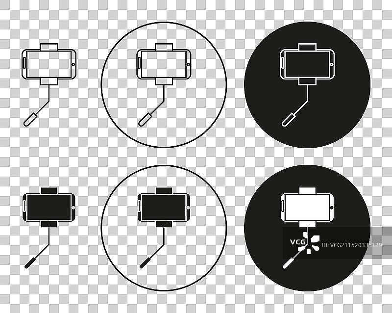 自拍杆扁平可编辑图标标记套装图片素材