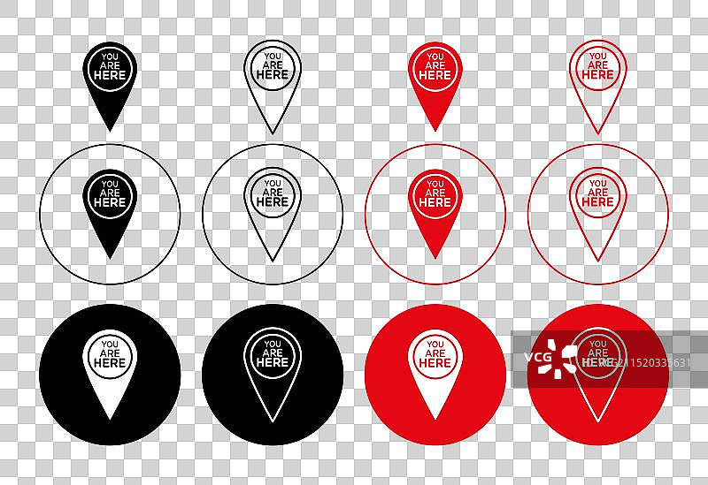 你在这里指针轮廓图标绘图集图片素材