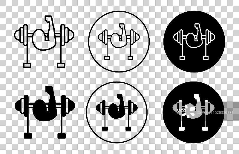 健身房杠铃轮廓线条图标集图片素材