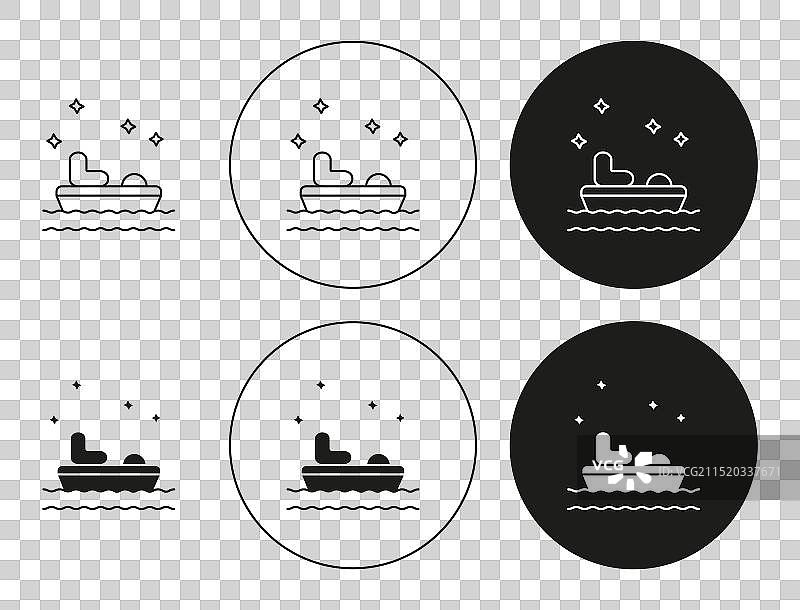 脚踏船扁平线条图标合集图片素材