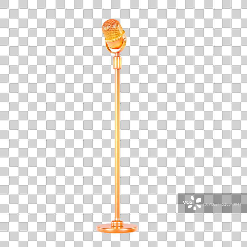 3D立体金色时尚麦克风话筒音乐元素图片素材