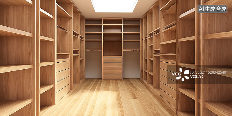 【AI数字艺术】样板房室内家具设计空的衣橱衣柜图片素材