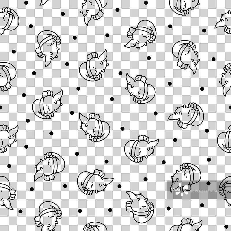 可爱的卡哇伊小墨西哥钝口螈无缝图案图片素材