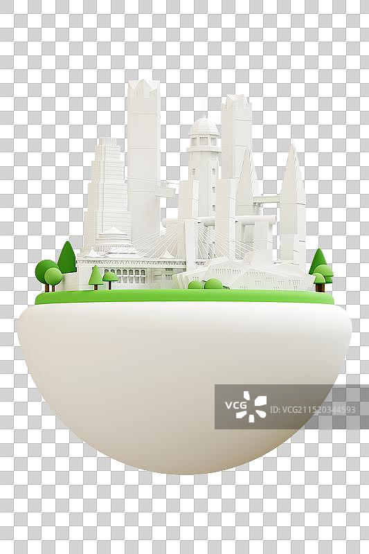 3D立体卡通风格的重庆市地标建筑免抠图形图片素材