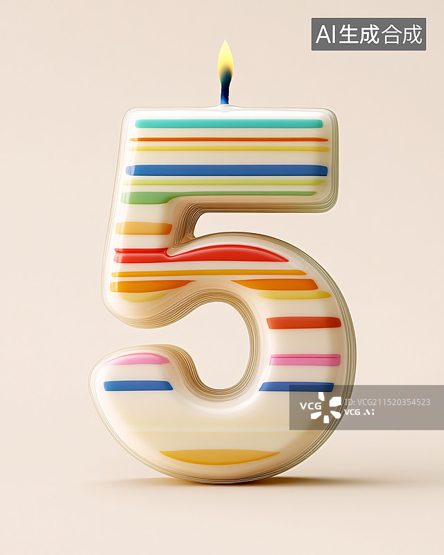 【AI数字艺术】生日派对3d数字蜡烛5设计图片素材