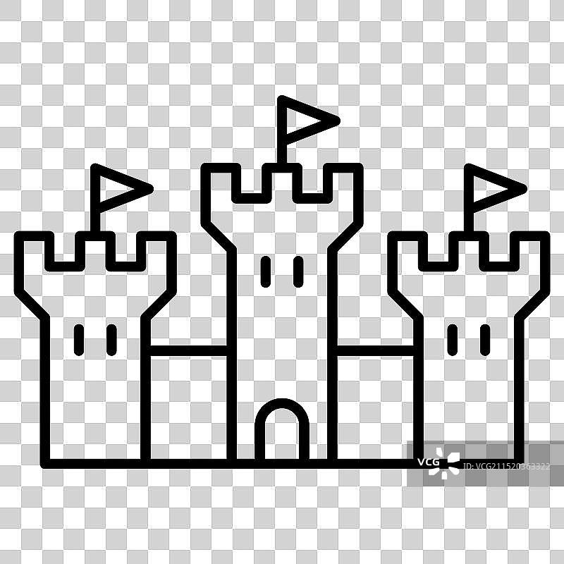 细线风格城堡宫殿图标图片素材