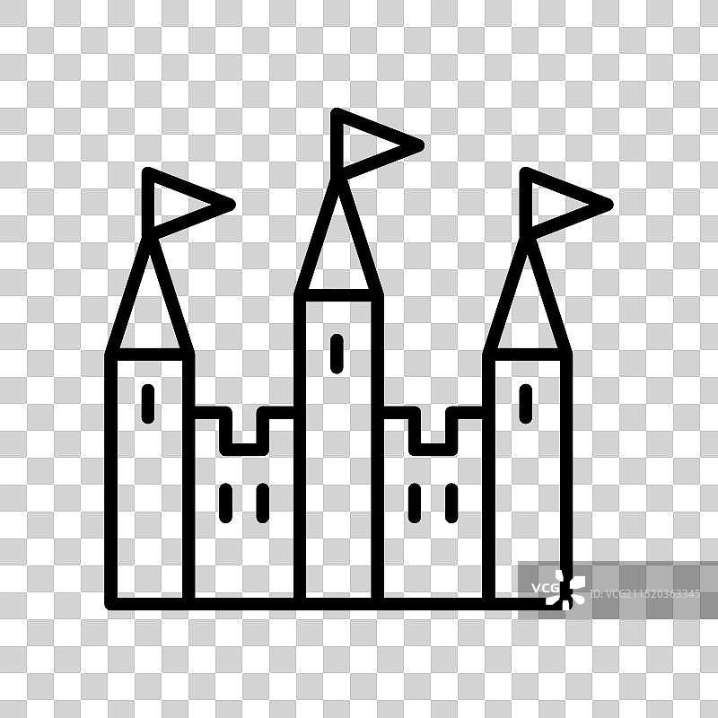 细线风格城堡宫殿图标图片素材