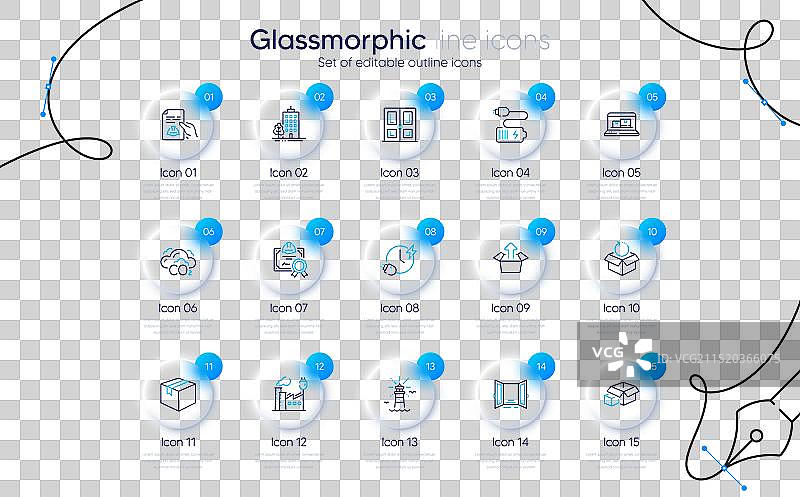 开门网络库存和二氧化碳线图标合集图片素材