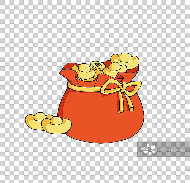 国潮风福袋金币元宝矢量插画元素图片素材