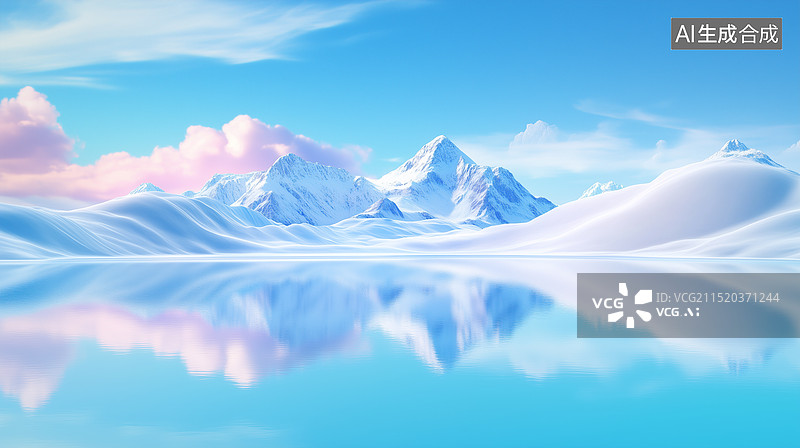 【AI数字艺术】3D抽象艺术山川湖泊图片素材