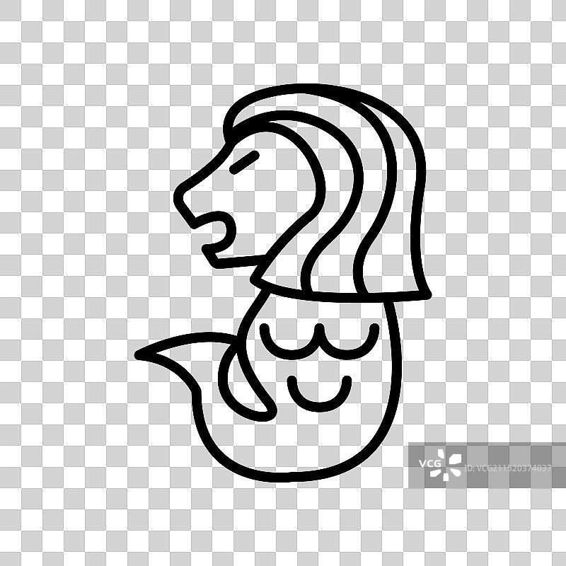 细线风格鱼尾狮图标设计图片素材