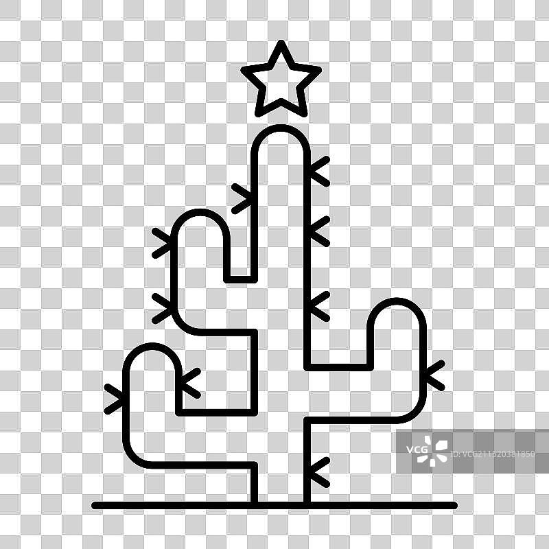 细线条风格圣诞仙人掌图标图片素材