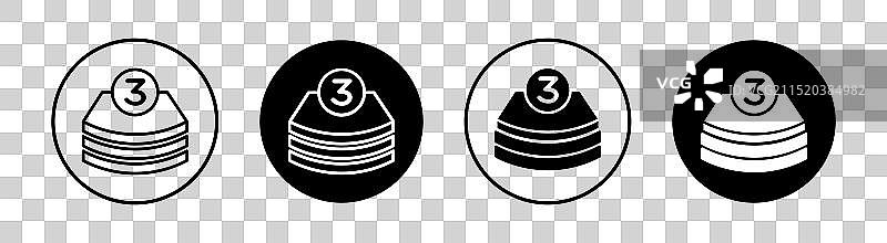 3层扁平线条图标集图片素材