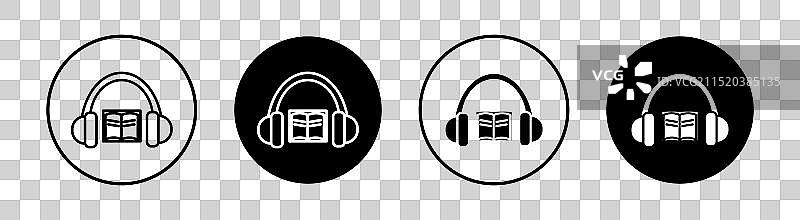 有声读物扁平线条图标集图片素材