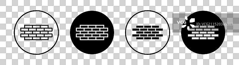 扁平风格砖墙线性图标集图片素材
