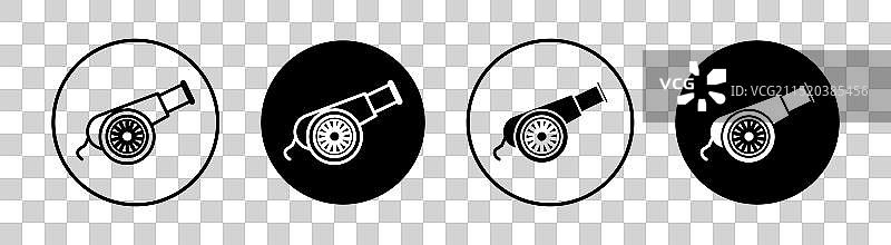 火炮扁平线条图标集图片素材