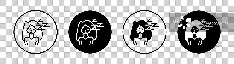 无法入睡的平板线条图标集图片素材