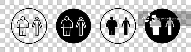 填充样式的胖瘦身材图标标记图片素材
