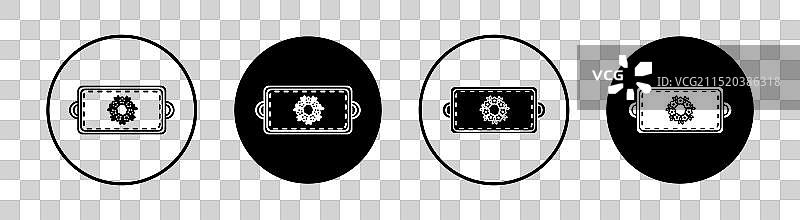 食品托盘扁平线条图标集图片素材