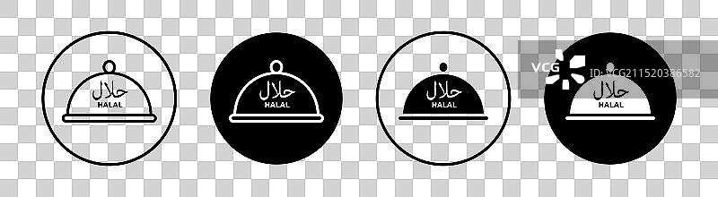 清真食品细线图标集图片素材