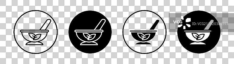 草药扁平线条图标集图片素材