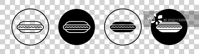 热狗扁平线条图标集图片素材