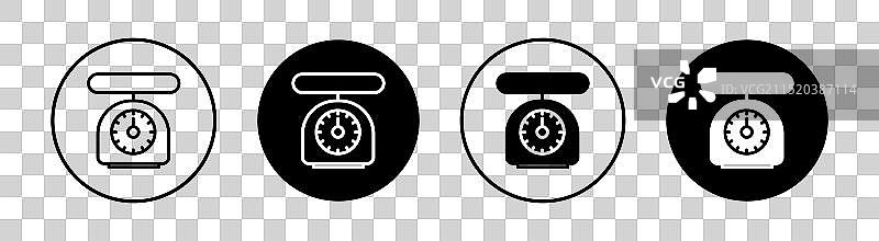 厨房秤扁平线条图标集图片素材