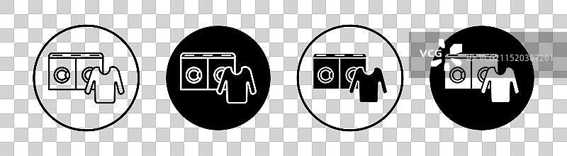 洗衣区扁平线条图标集图片素材