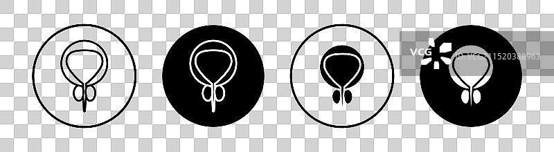 前列腺扁平线条图标集图片素材