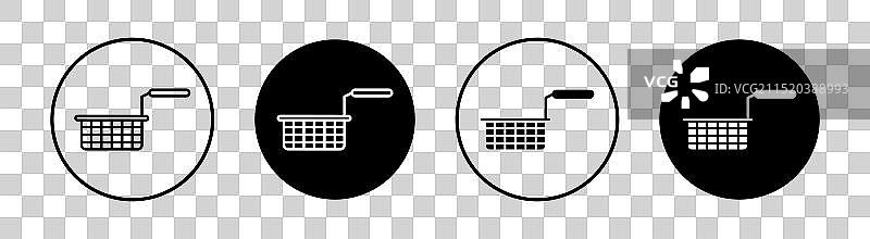 餐厅油炸锅扁平线条图标集图片素材