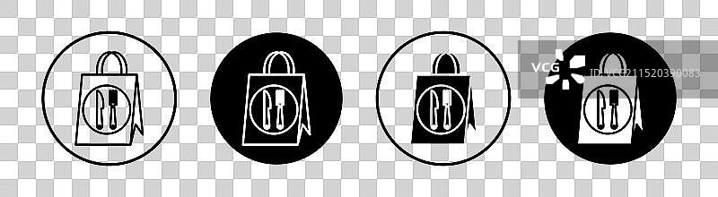 外卖食物扁平线条图标集图片素材