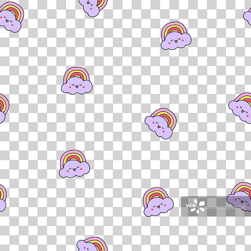 卡通可爱快乐的卡哇伊人物无缝图案图片素材