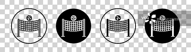 排球网扁平线条图标集图片素材
