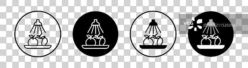 清洗水果扁平线条图标集图片素材