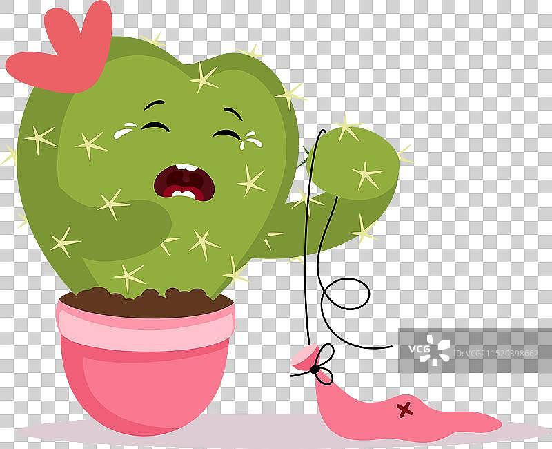 盆栽哭泣仙人掌心形图片素材