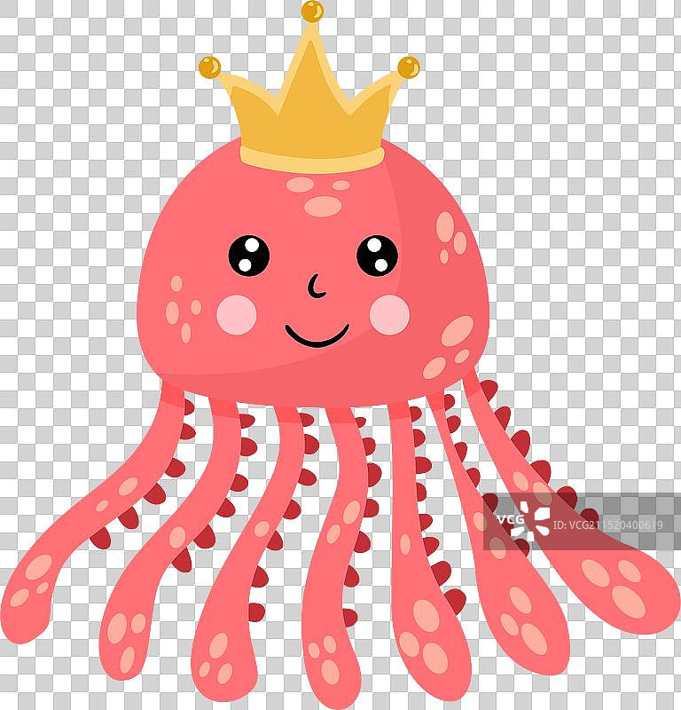 戴皇冠的友好章鱼图片素材