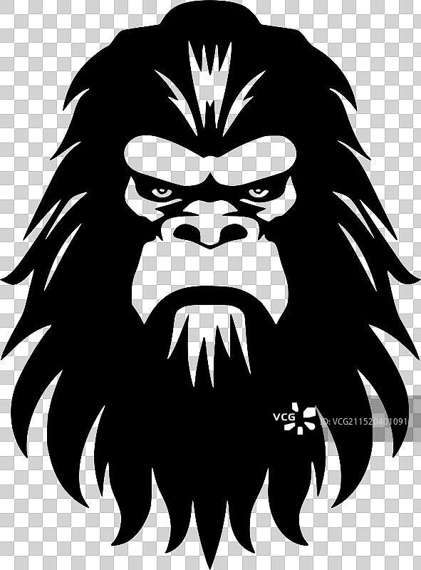 大脚怪黑白隔离图标图片素材