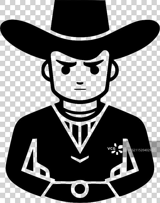 牛仔黑白隔离图标图片素材