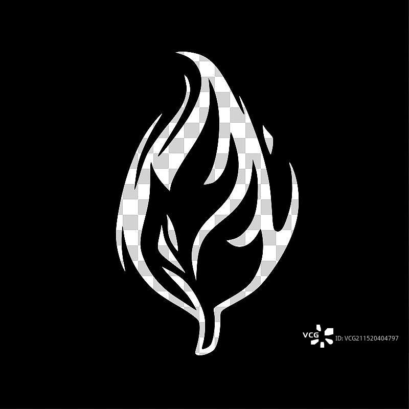 黑白火焰隔离图标图片素材