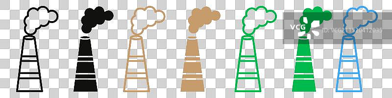 用于排放控制的工业烟囱图标图片素材