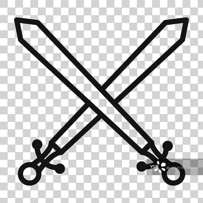 填充风格的交叉剑纹章图标图片素材