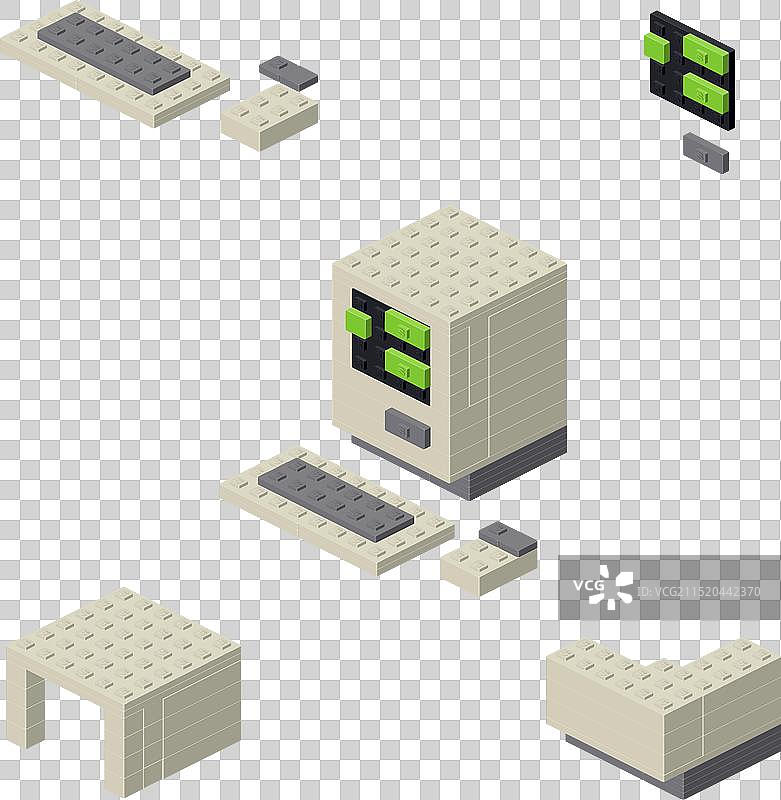 2.5D风格复古电脑概念图片素材