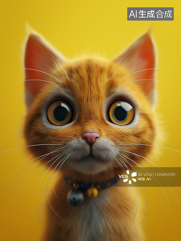 【AI数字艺术】一只拟人化小猫好奇的睁大眼睛图片素材
