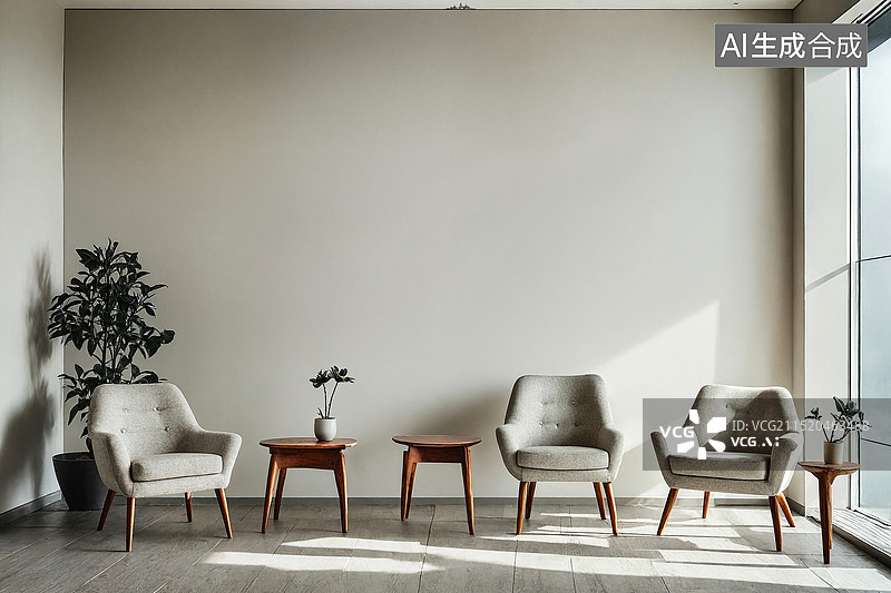【AI数字艺术】简约风格客厅布置展示图片素材