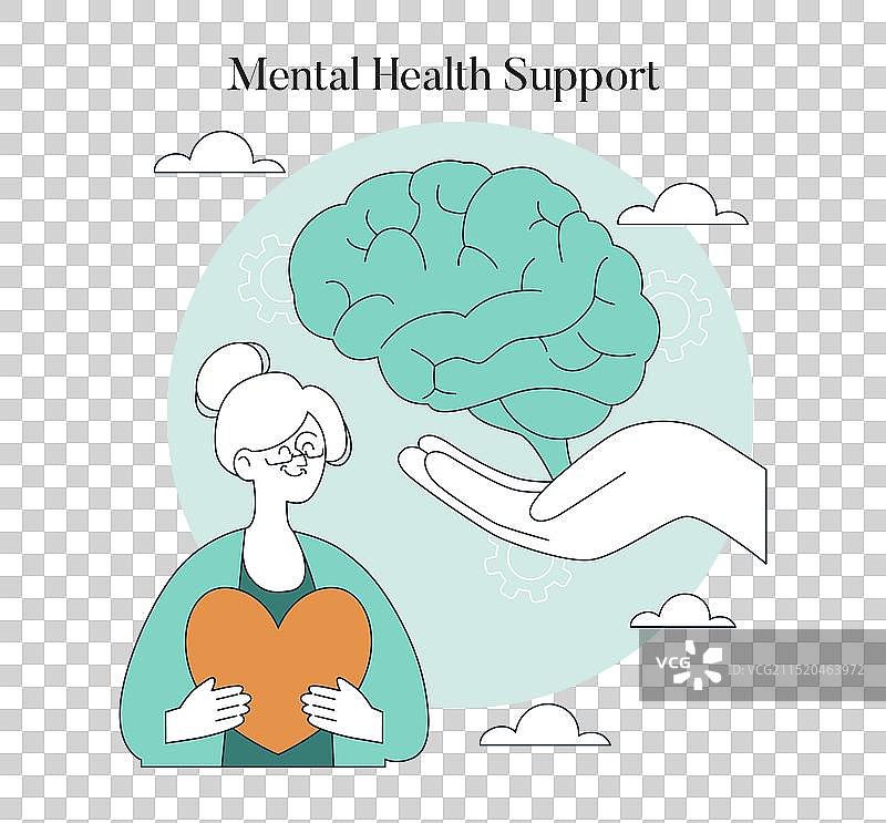 老年人健康扁平风格设计图片素材