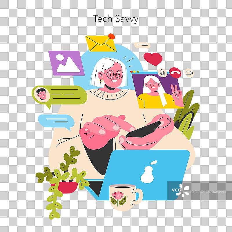 扁平风格的老年妇女赋权图片素材